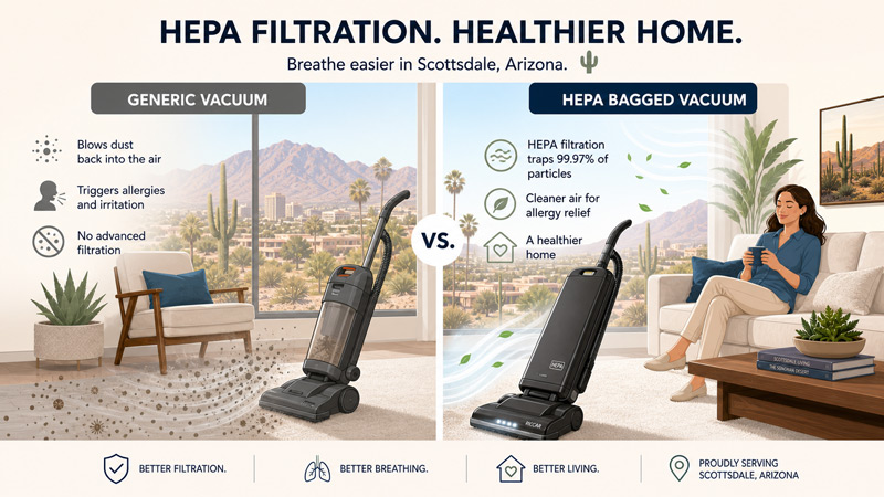 HEPA Filtration - Healthier Home. Generic Vacuums vs HEPA Bagged Vacuum